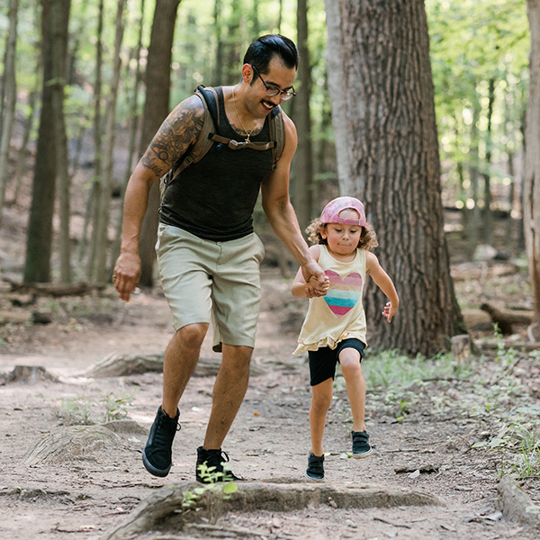 Alex Carmona and daughter on the trails at Forest Park Nature Center in Peoria