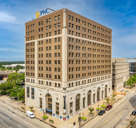 PNC Bank building in downtown Peoria