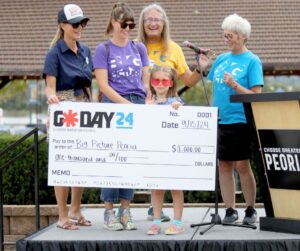 A group of women holding a check