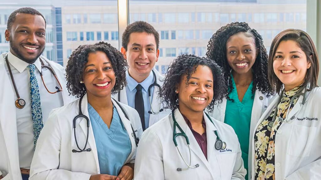 a group of doctors posing for a photo