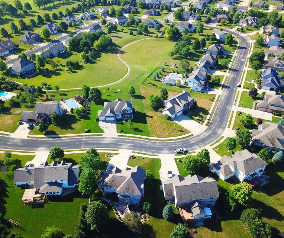 aerial view of a neighborhood in Dunlap